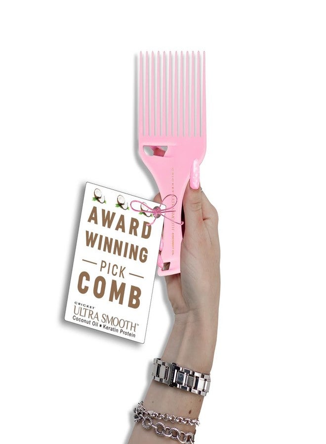 Cricket Ultra Smooth Coconut Hair Pick Comb - Infused with Coconut Oil & Keratin for Frizz-Free Shine, Volume Boost, and Gentle Detangling – Ideal for Curly, Thick, and Textured Hair - Pink - Image 1